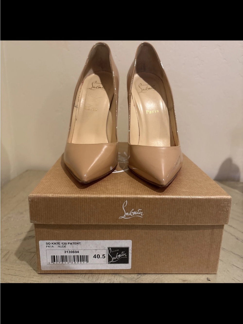 Christian Louboutin Nude Patent Pointed-Toe Pumps